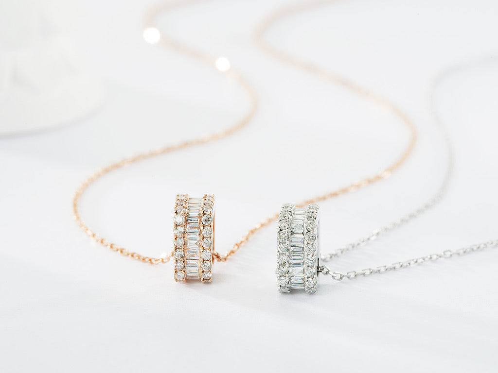 18K Diamond Rectangle Necklace