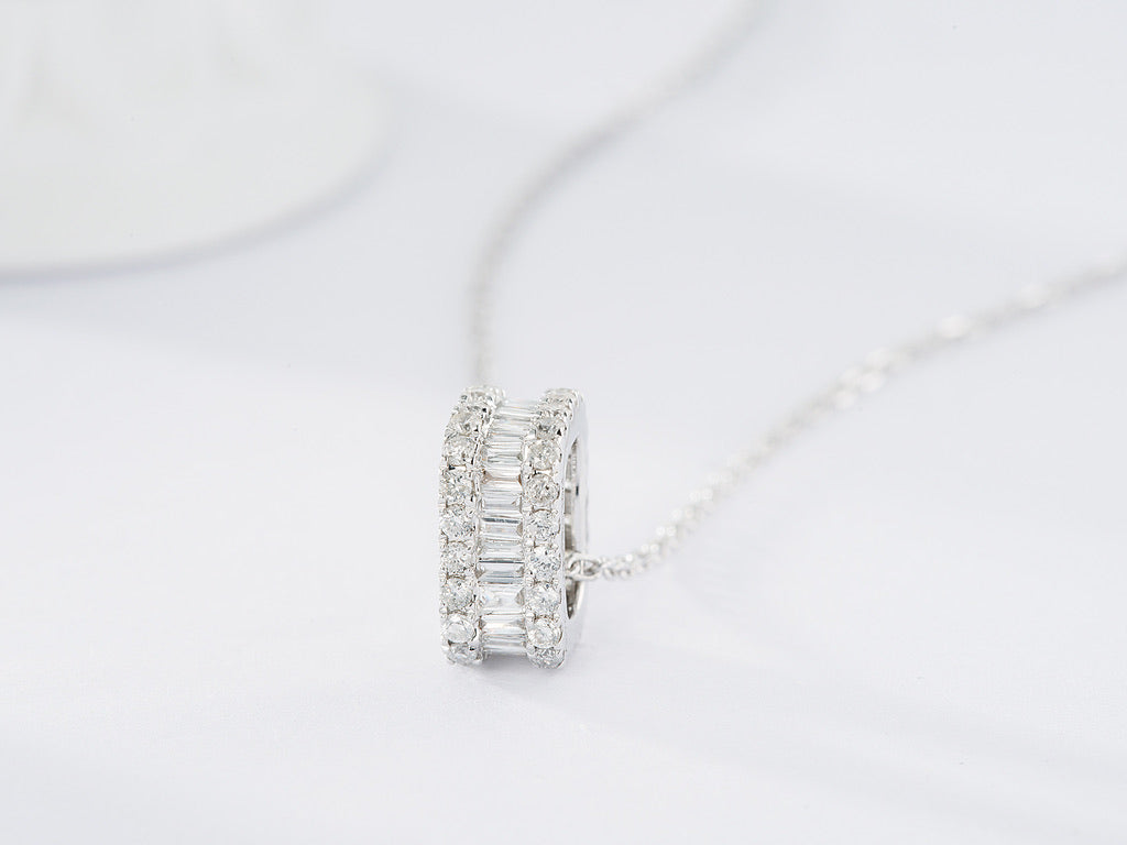 18K Diamond Rectangle Necklace