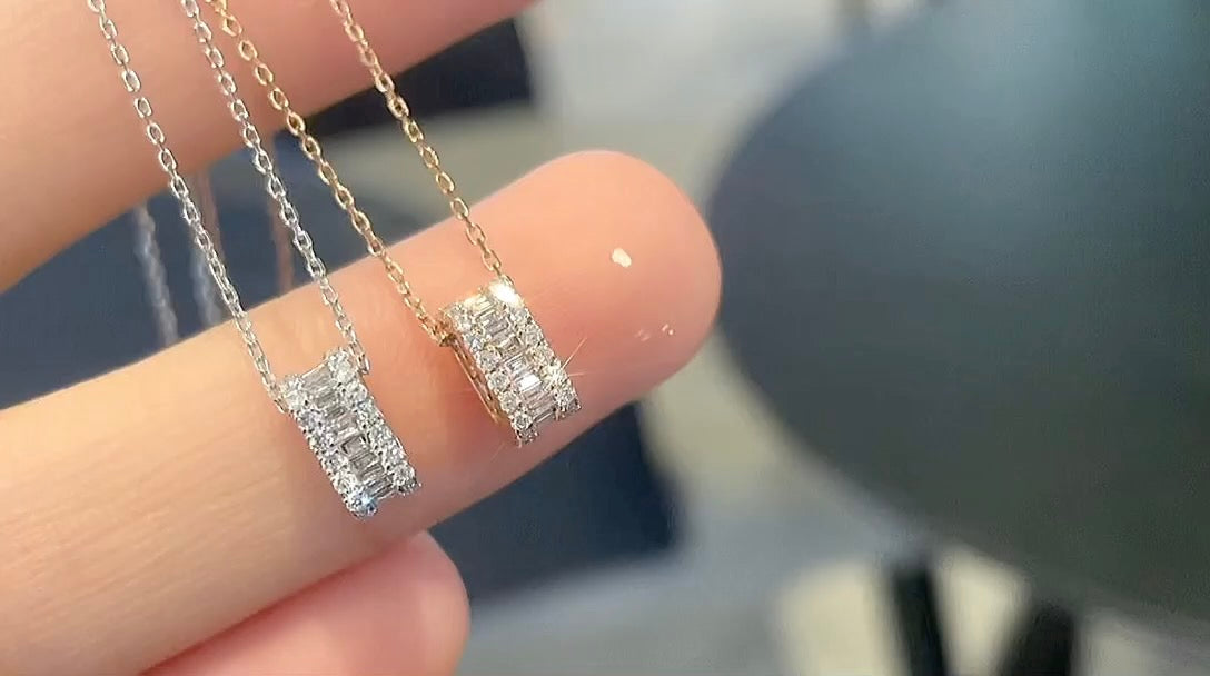 18K Diamond Rectangle Necklace