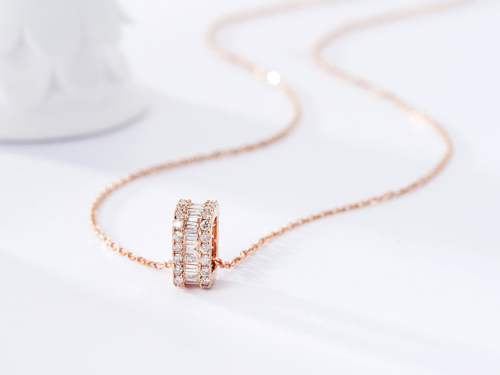 18K Diamond Rectangle Necklace