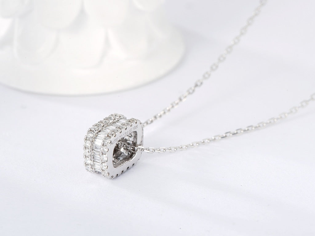 18K Diamond Rectangle Necklace