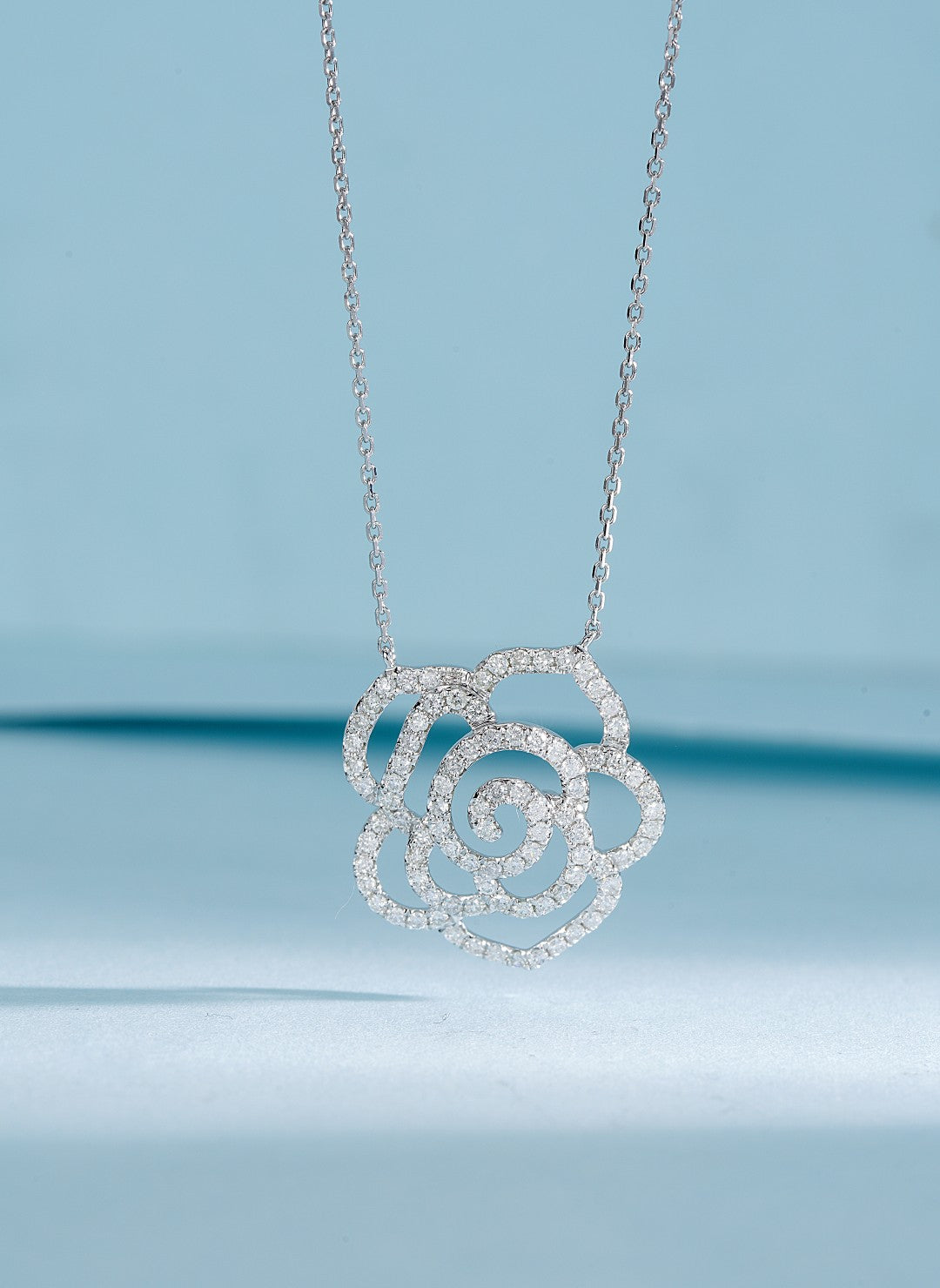 18K Diamond Rose Necklace
