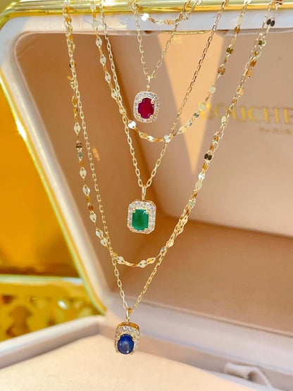 18K Diamond Ruby Gemstone Necklace