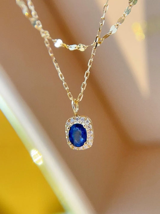 18K Diamond Sapphire Gemstone Necklace