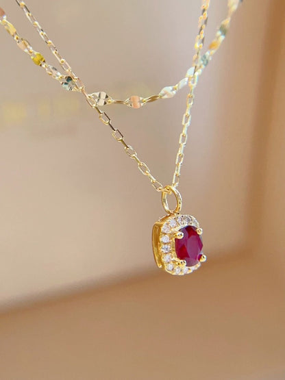 18K Diamond Ruby Gemstone Necklace