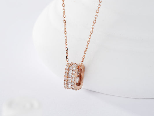 18K Diamond Rectangle Necklace