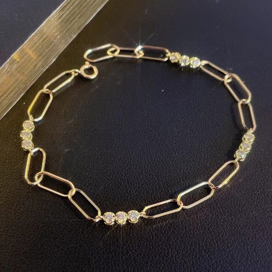 18K Gold Diamond Chunky Link Bracelet