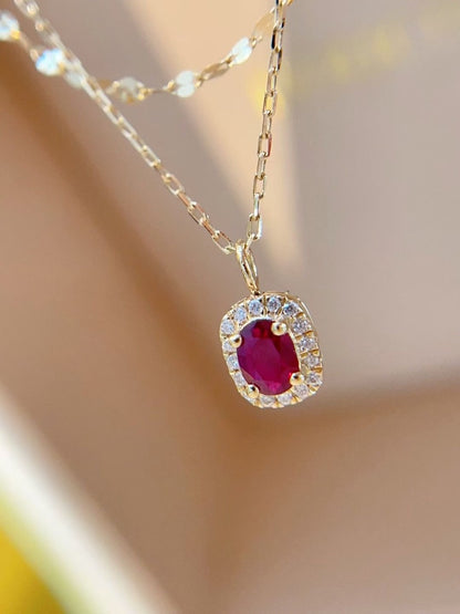 18K Diamond Ruby Gemstone Necklace