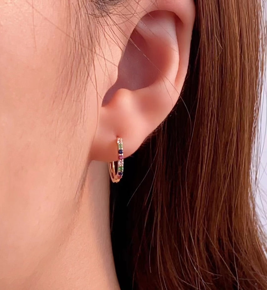 18K Colour Gemstone Loop Earring