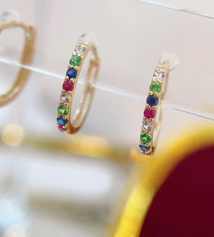 18K Colour Gemstone Loop Earring