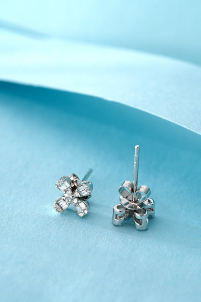 18K Diamond Four Leaf Earring