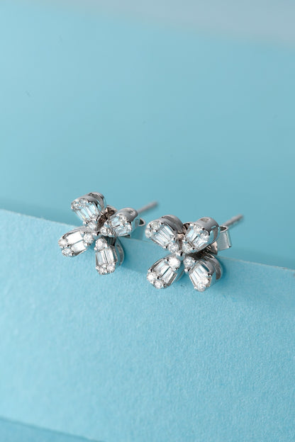 18K Diamond Four Leaf Earring