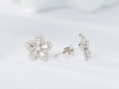 18K Diamond Flower Earring