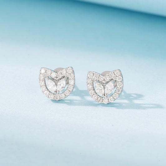 18K Diamond Earring Cat