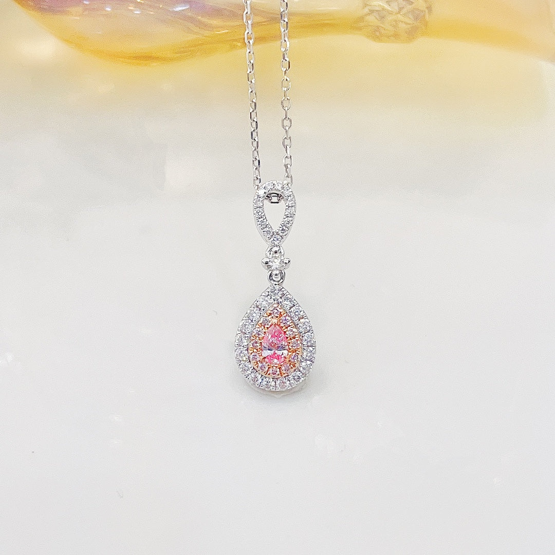 18K Pink Diamond Water Drop Necklace