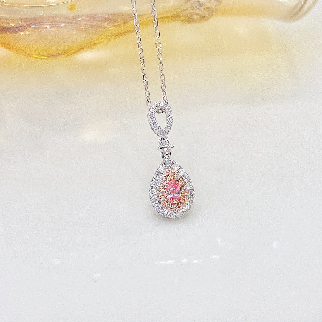 18K Pink Diamond Water Drop Necklace