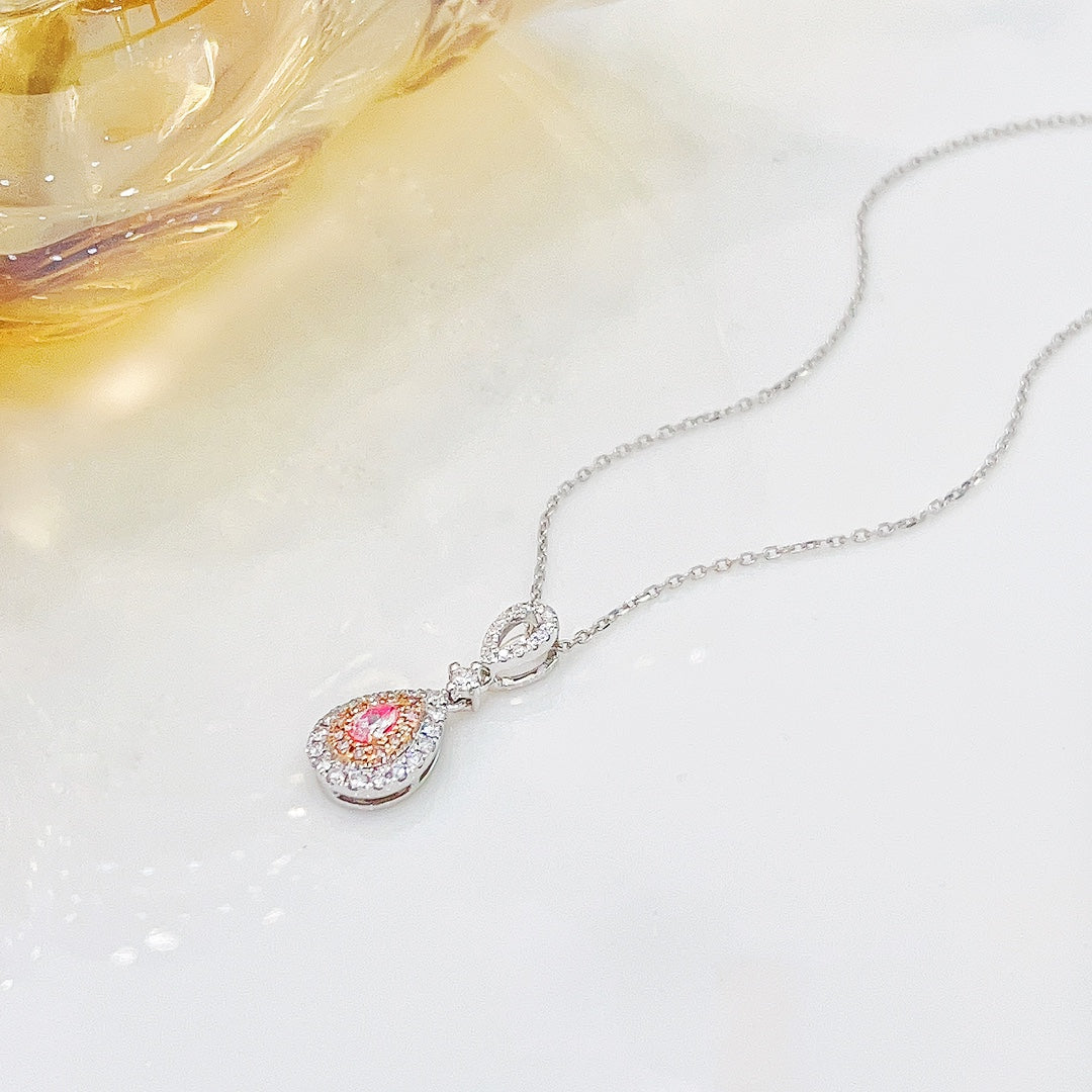 18K Pink Diamond Water Drop Necklace