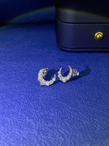 18K Diamond Moon Earring