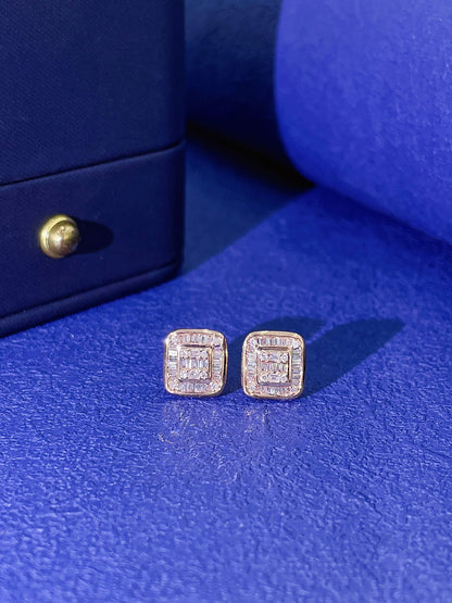 18K Diamond Square Earring