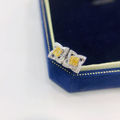 18K Yellow Diamond Flower Earring