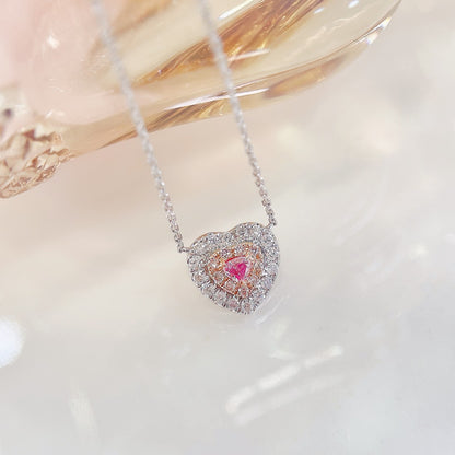 18K Pink Diamond Heart Necklace