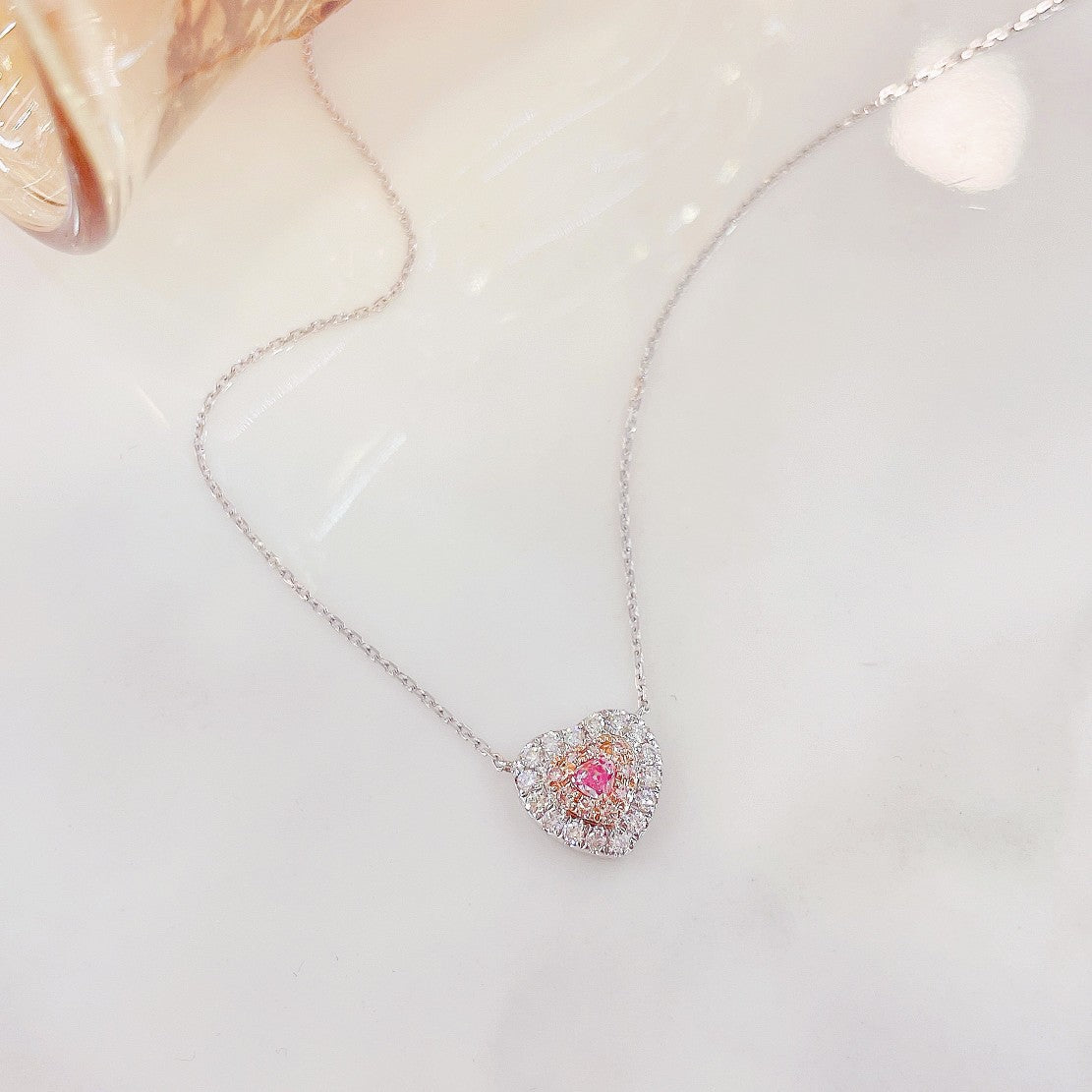 18K Pink Diamond Heart Necklace