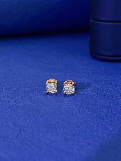 18K Diamond Prong Setting Stud Earring