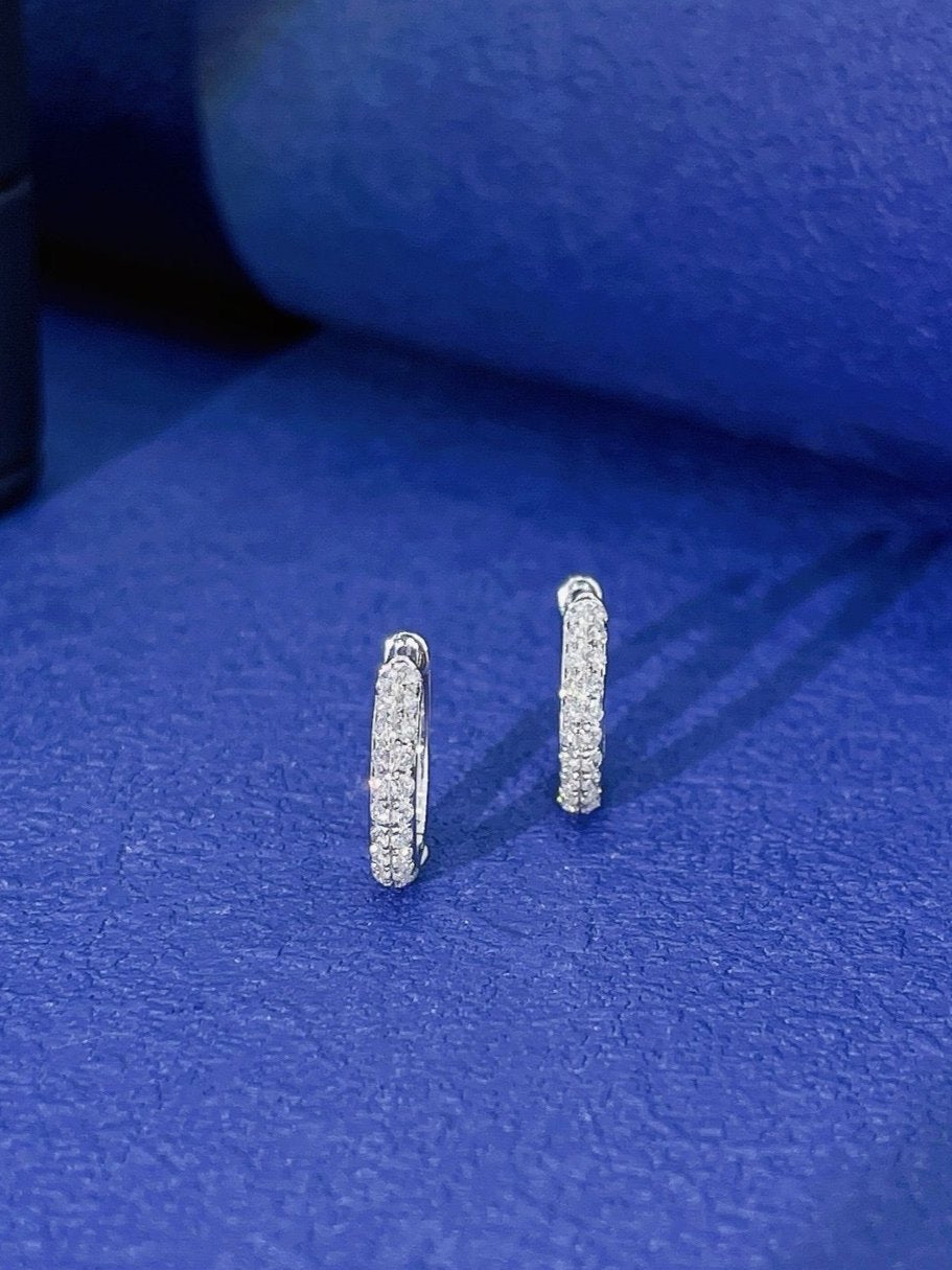 18K Diamond Hoop Earring