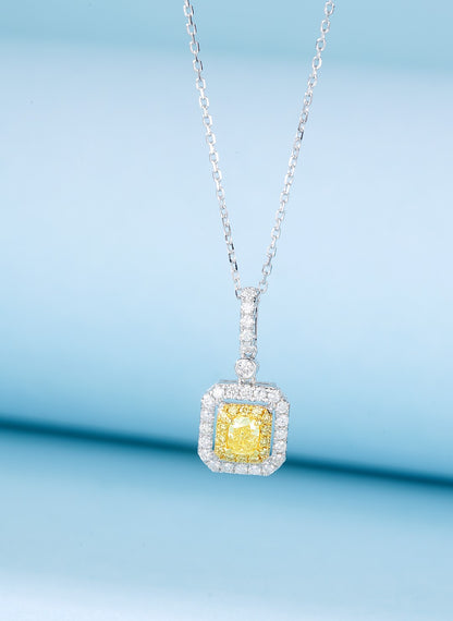 18K Yellow Diamond Square Necklace