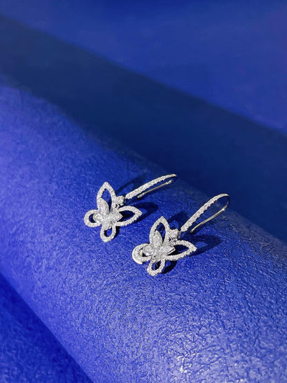 18K Diamond Dropping Butterfly Earring