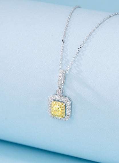 18K Yellow Diamond Square Necklace