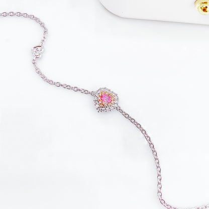 18K Gold Pink Diamond Heart Bracelet