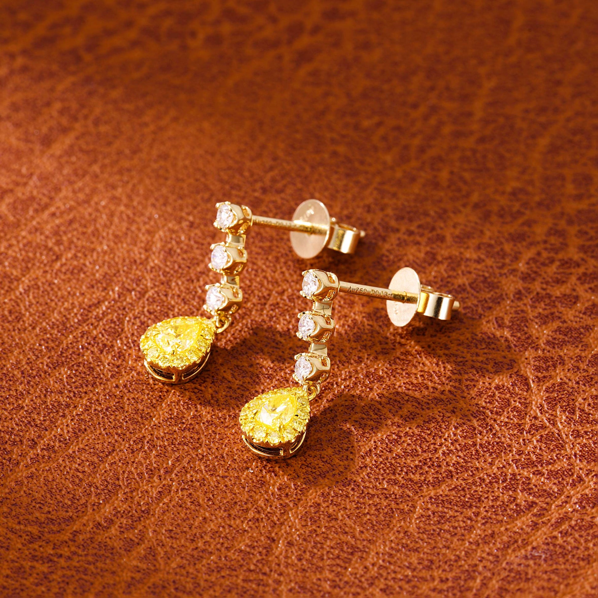 18K Yellow Diamond Drop Earring