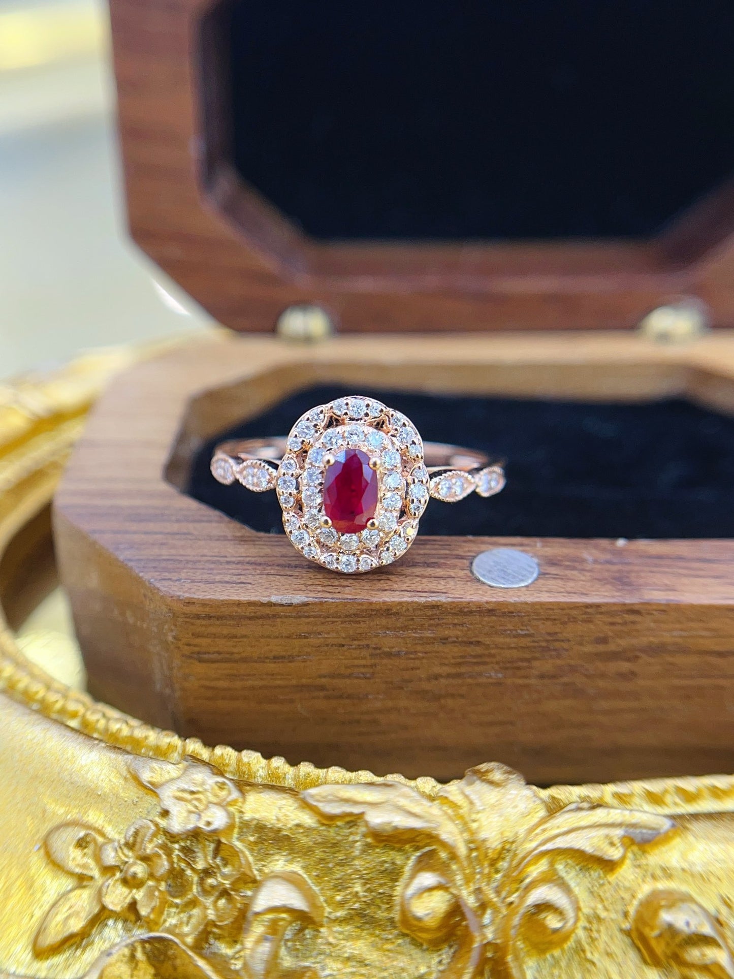 18K Diamond Ruby Gemstone Ring