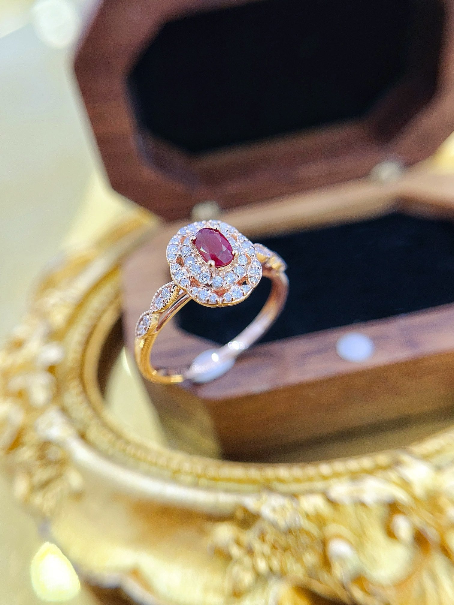 18K Diamond Ruby Gemstone Ring