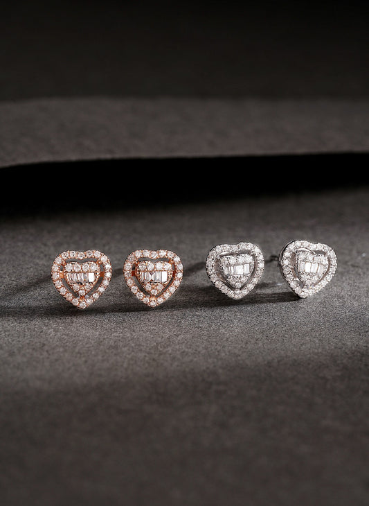 18K Diamond Big Heart Earring