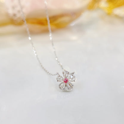 18K Pink Diamond Flower Necklace