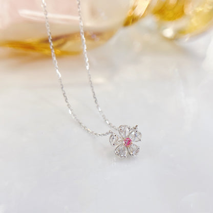 18K Pink Diamond Flower Necklace