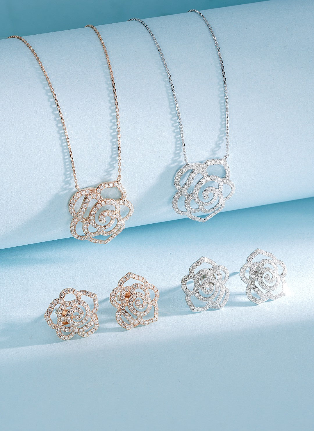 18K Diamond Rose Necklace