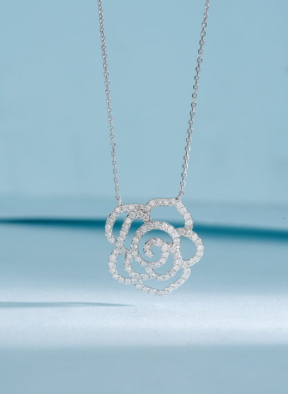 18K Diamond Rose Necklace