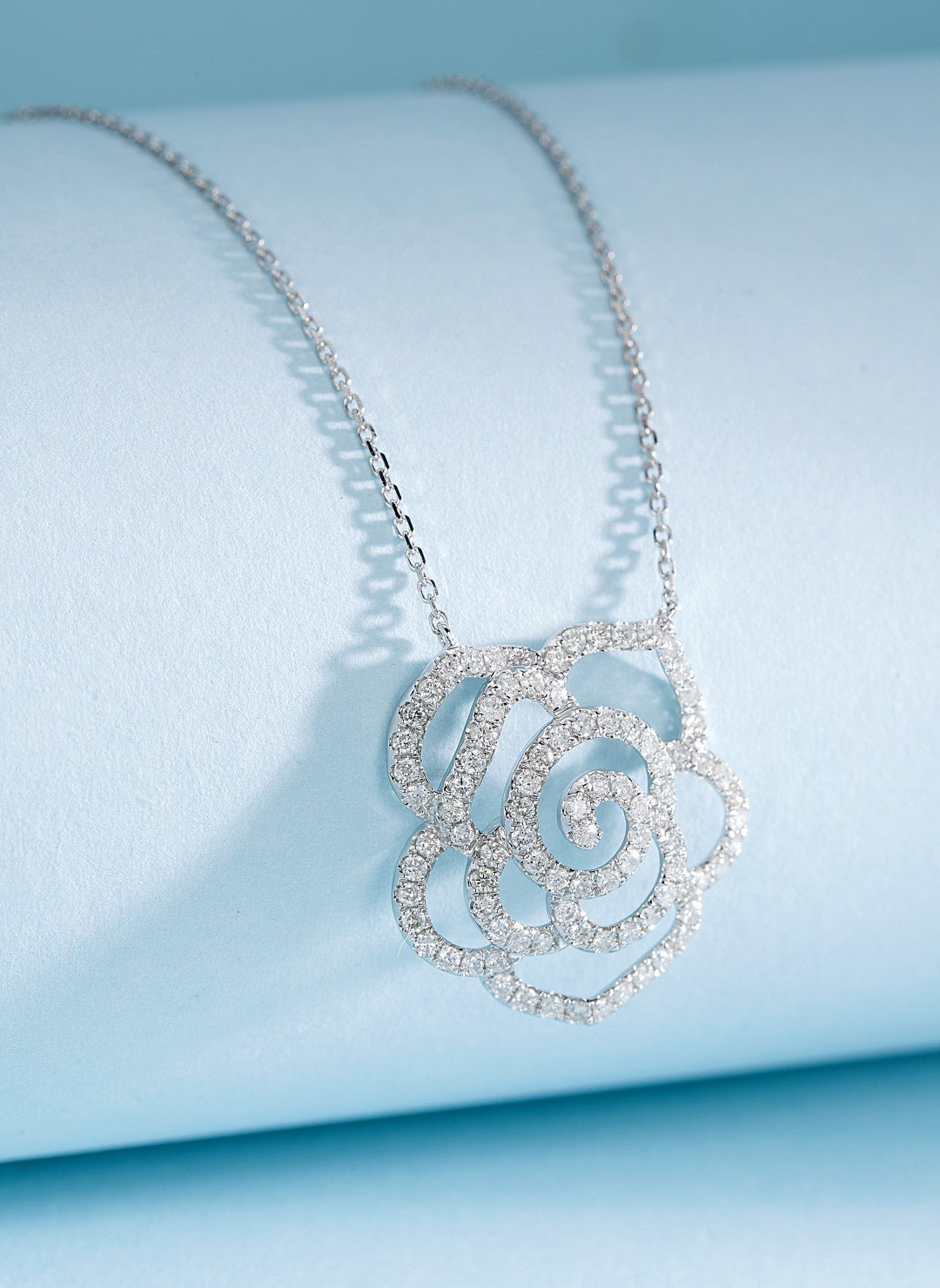 18K Diamond Rose Necklace