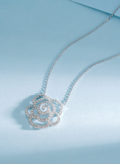 18K Diamond Rose Necklace