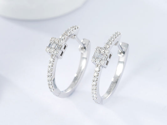 18K Diamond Hoop Earring