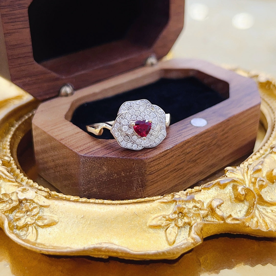 18K Diamond Ruby Gemstone Ring