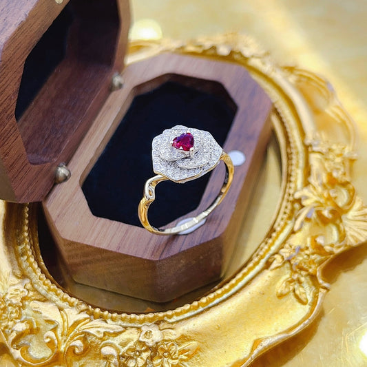 18K Diamond Ruby Gemstone Ring