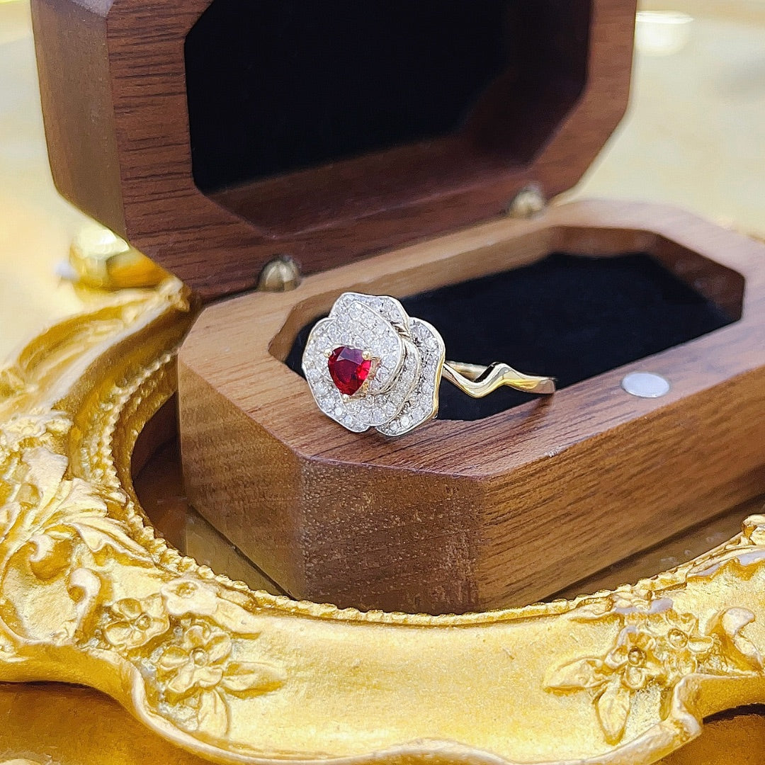 18K Diamond Ruby Gemstone Ring