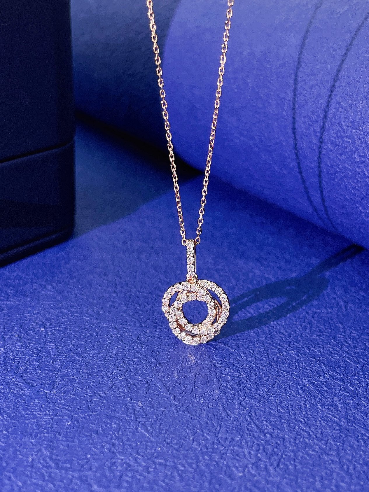 18K Diamond Three Ring Necklace