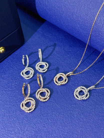 18K Diamond Three Ring Necklace