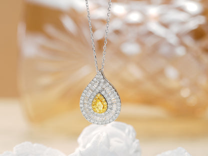 18K Yellow Diamond Water Drop Necklace