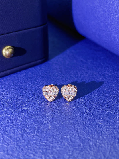 18K Diamond Small Heart Earring